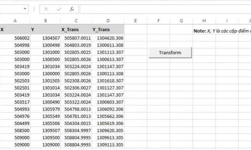 Cách chuyển hệ tọa độ WGS84 sang VN2000 bằng Excel